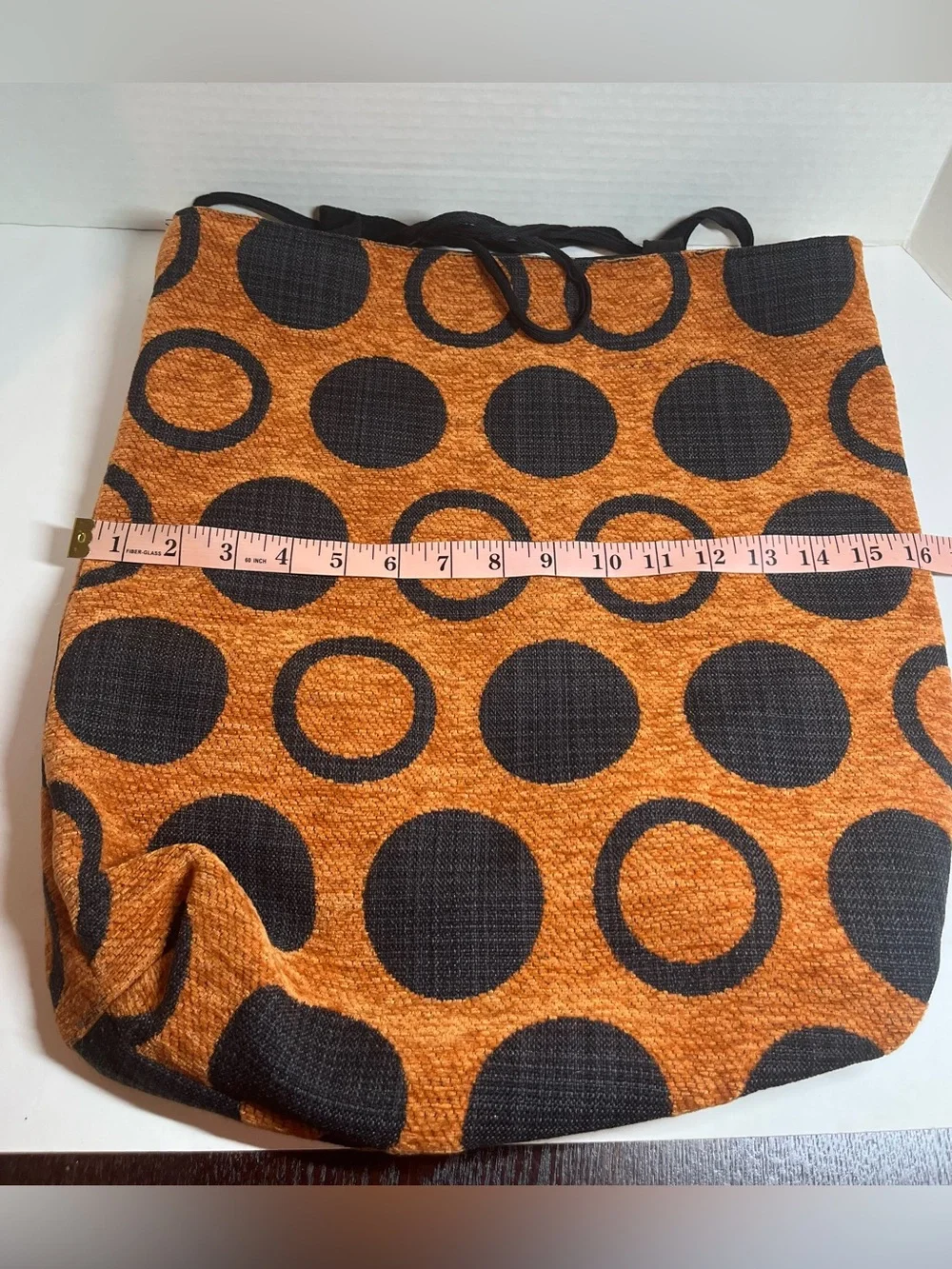 NATIVE AFRICAN FABRIC TOTE BAG (MINT CONDITION) (BURNT ORANGE/BLACK) (HANDMADE)
